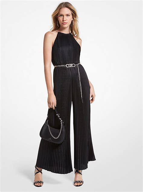 michael michael kors printed halter jumpsuit|Michael Kors pleated jumpsuit.